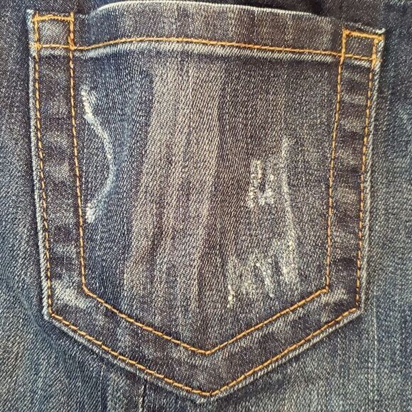 EUC Maurices Dark Blue Distressed Denim Skirt Sz 3/4 - Picture 4 of 8